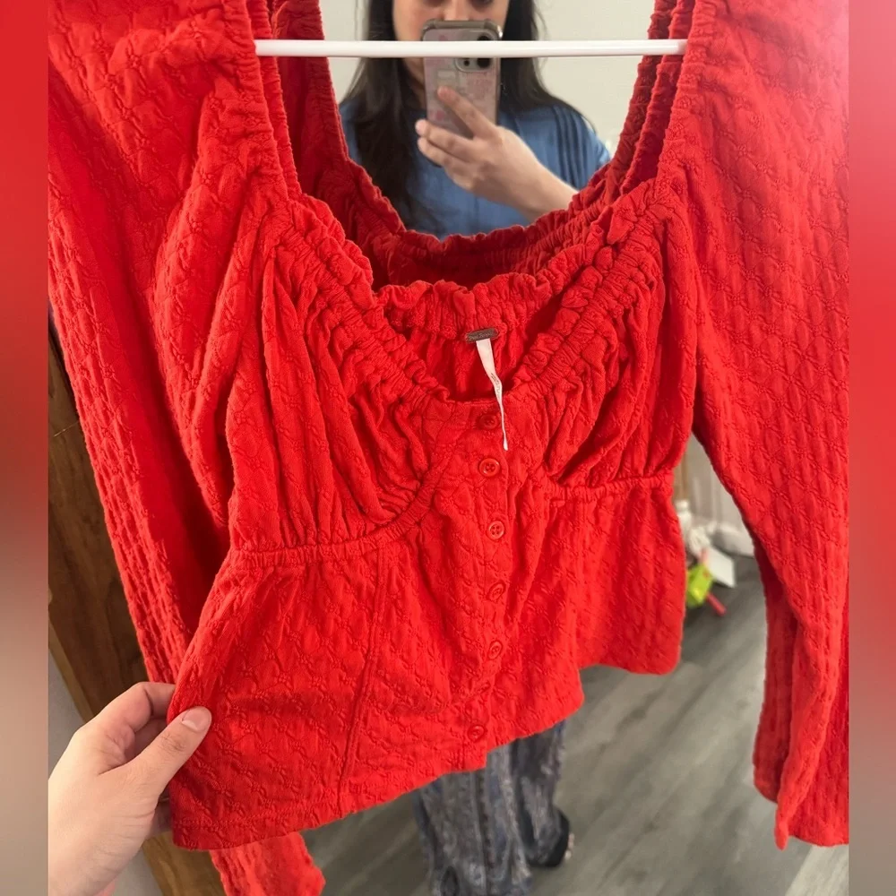 Like New FREE PEOPLE Ladybug Long Sleeve Top